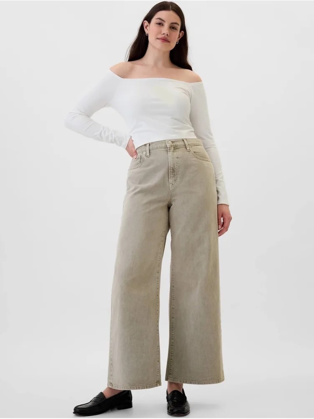 GAP Women’s High Rise Wide Leg Khaki Jeans Pants Size 14 NWT